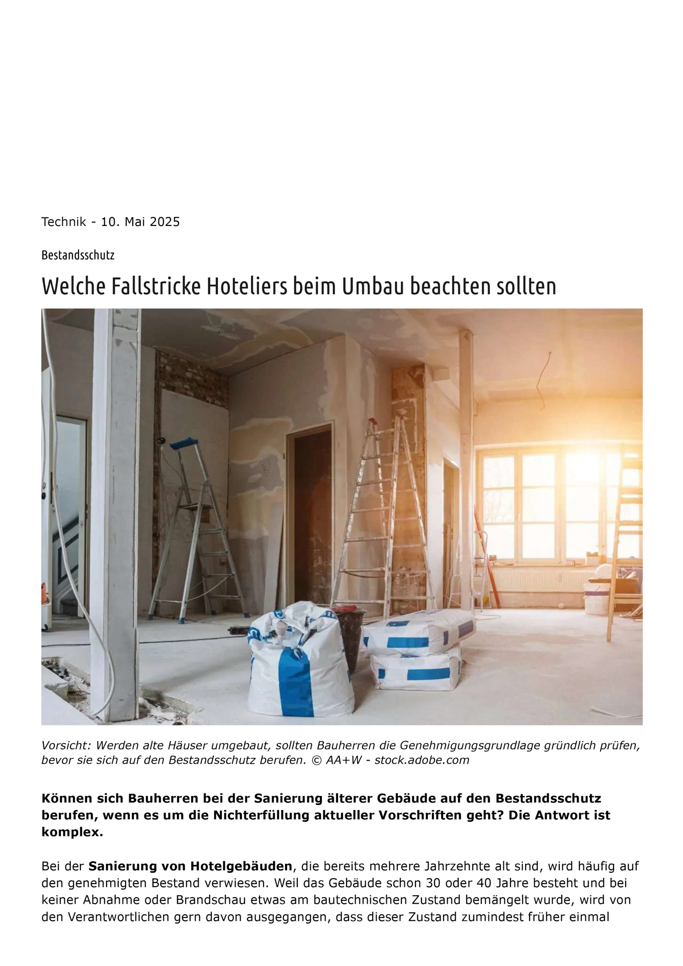 Mehr über den Artikel erfahren Bestandsschutz ohne böse Überraschungen